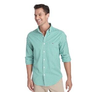 Vineyard Vines Tucker Fit Green Gingham Men’s Med Button Down Nylon Golf Shirt